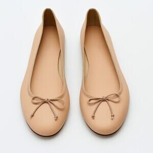 J.Crew Classic Leather Ballet Flats Size 8 Tawny Sand Beige Italian Made